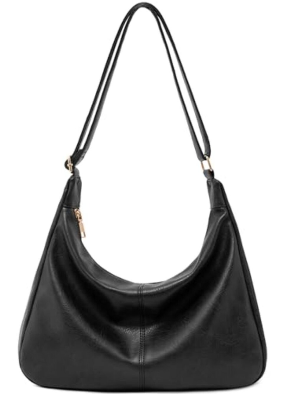 Retro Vegan Leather Hobo Shoulder Bag Foldable Slouchy Tote Crossbody Purse